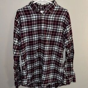 Classic Burgundy and White Plaid Men's Shirt